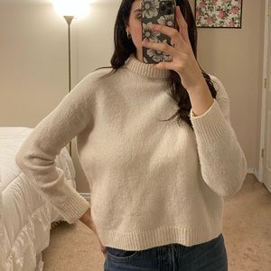 VINCE white/cream wool + silk + cashmere turtleneck sweater